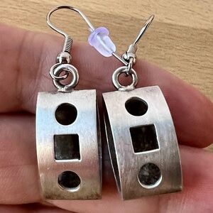 VINTAGE DESIGNER FORBES 925 STERLING SLVER GEOMETRIC DANGLE DROP EARRINGS UNIQUE